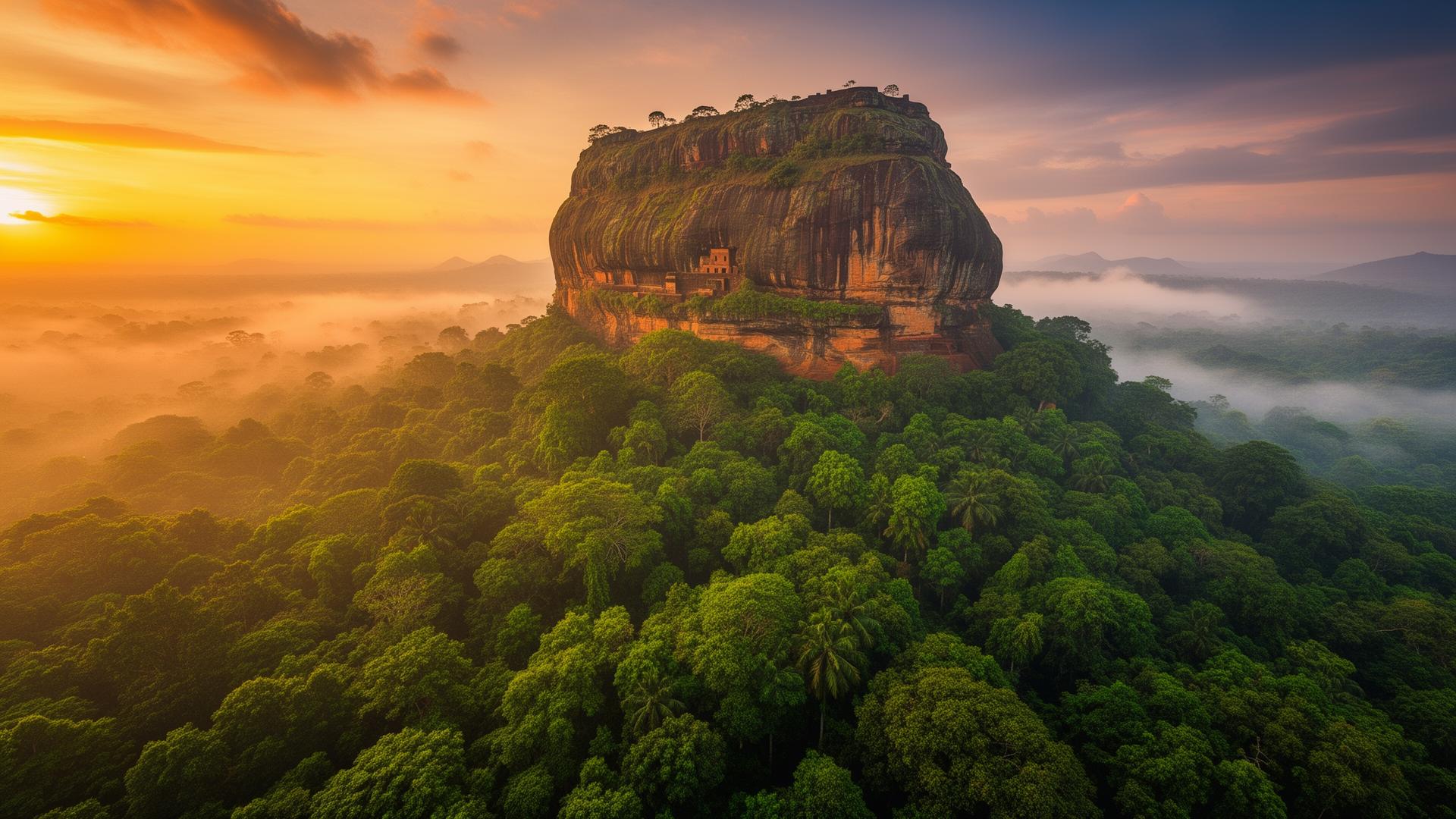 Sigiriya rock fortress at sunrise